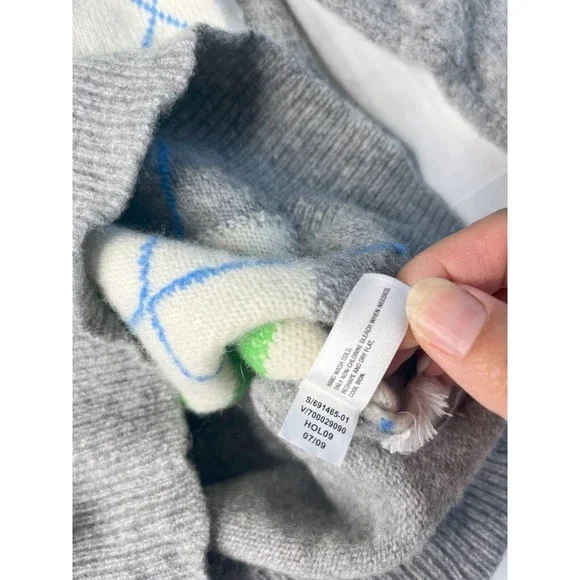 Gap Womens Lambswool Blend Argyle Sweater XS V-Neck Gray Green White - Picture 5 of 9